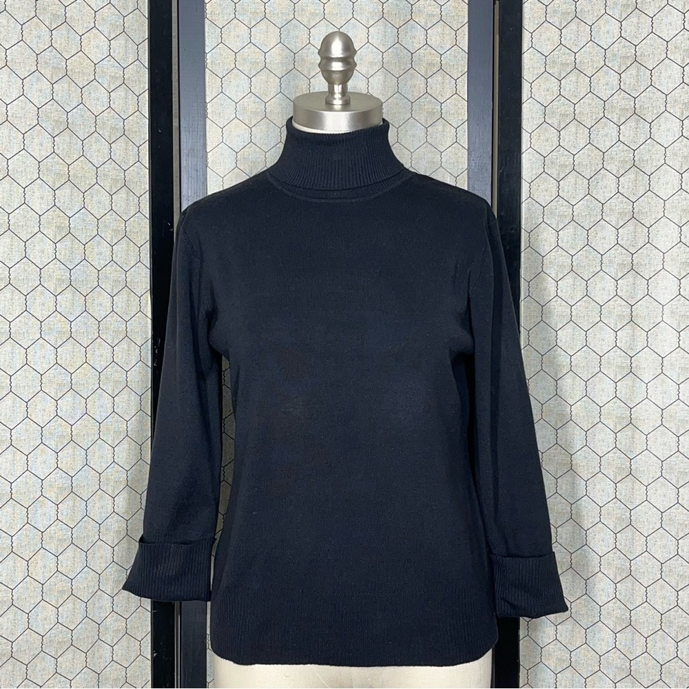 George Black Soot 3/4 Sleeve Turtleneck Sweater